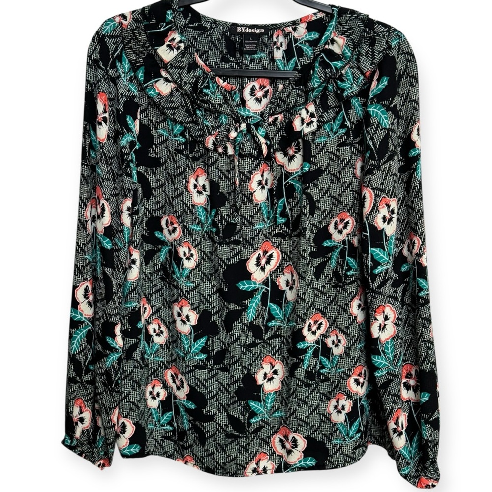BYdesign Black Floral‎ Women's Blouse